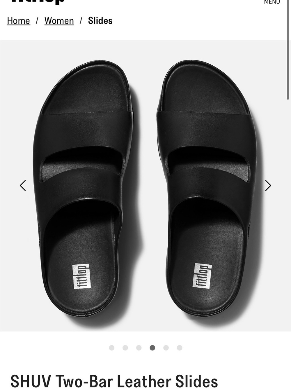 Fitflop SHUV Two-Bar Leather Slides in Black